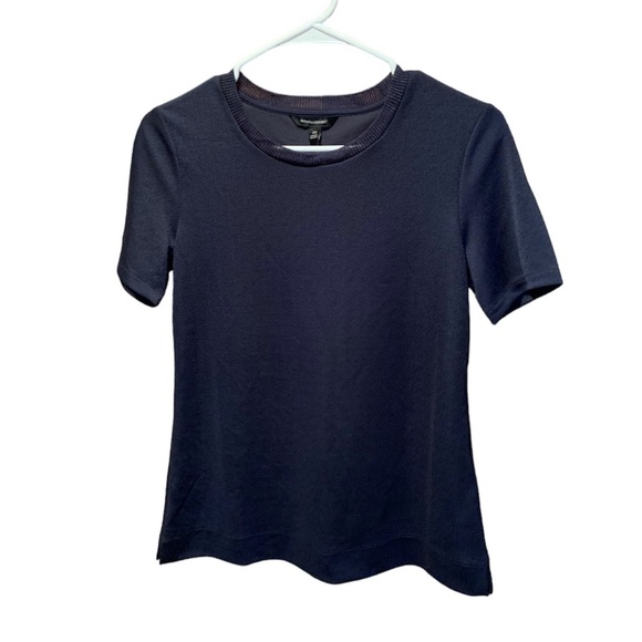 Banana Republic Short Sleeve Rib Trim Top in Navy XS NWT - Picture 1 of 5